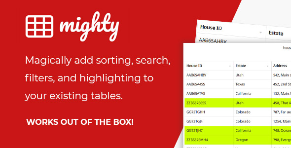 Mighty Tables | Add Sorting, Search, Filters, And Highlighting To Your Tables Preview Wordpress Plugin - Rating, Reviews, Demo & Download