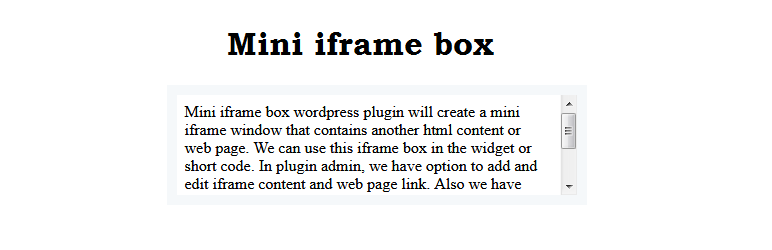 Mini Iframe Box Preview Wordpress Plugin - Rating, Reviews, Demo & Download