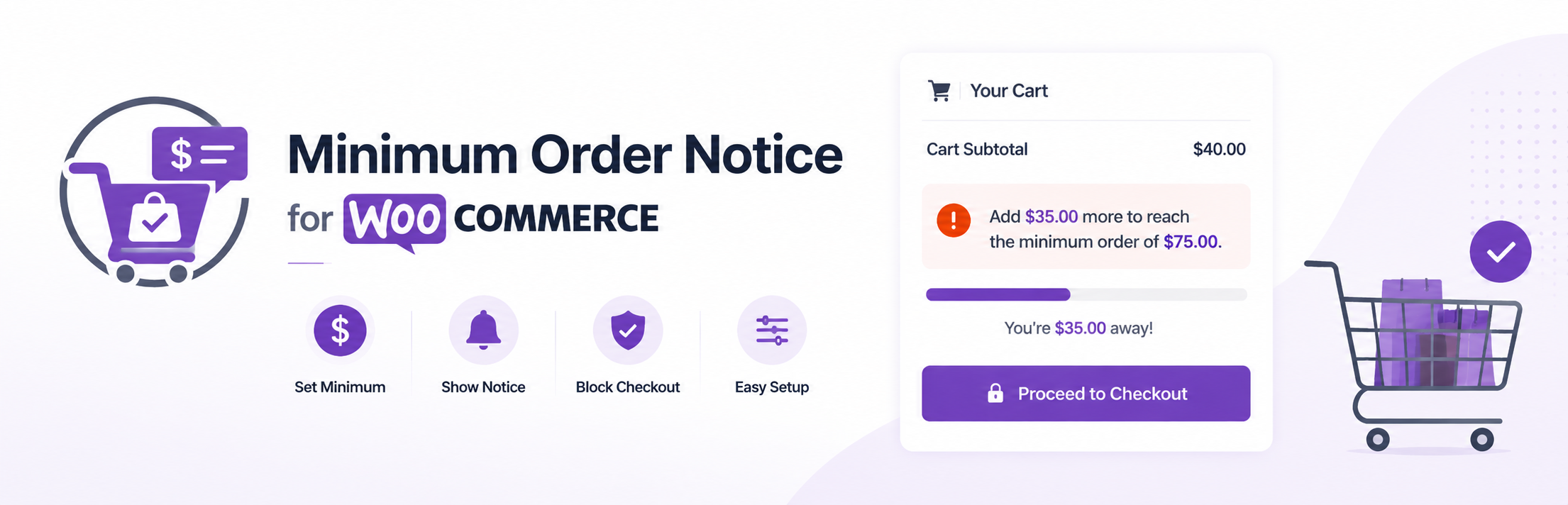 Minimum Order Notice For WooCommerce Preview Wordpress Plugin - Rating, Reviews, Demo & Download