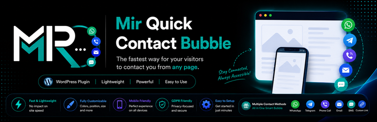 Mir Quick Contact Bubble Preview Wordpress Plugin - Rating, Reviews, Demo & Download