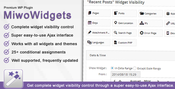 MiwoWidgets – Advanced Widget Manager Preview Wordpress Plugin - Rating, Reviews, Demo & Download