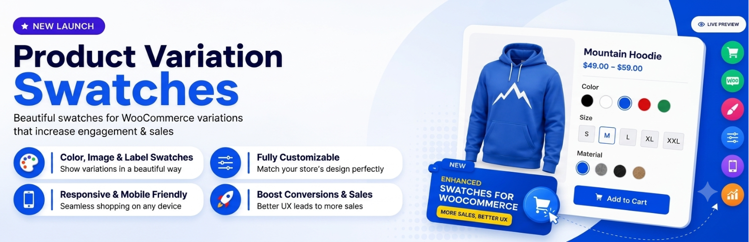 MKWebTech Variation Swatches For WooCommerce Preview Wordpress Plugin - Rating, Reviews, Demo & Download