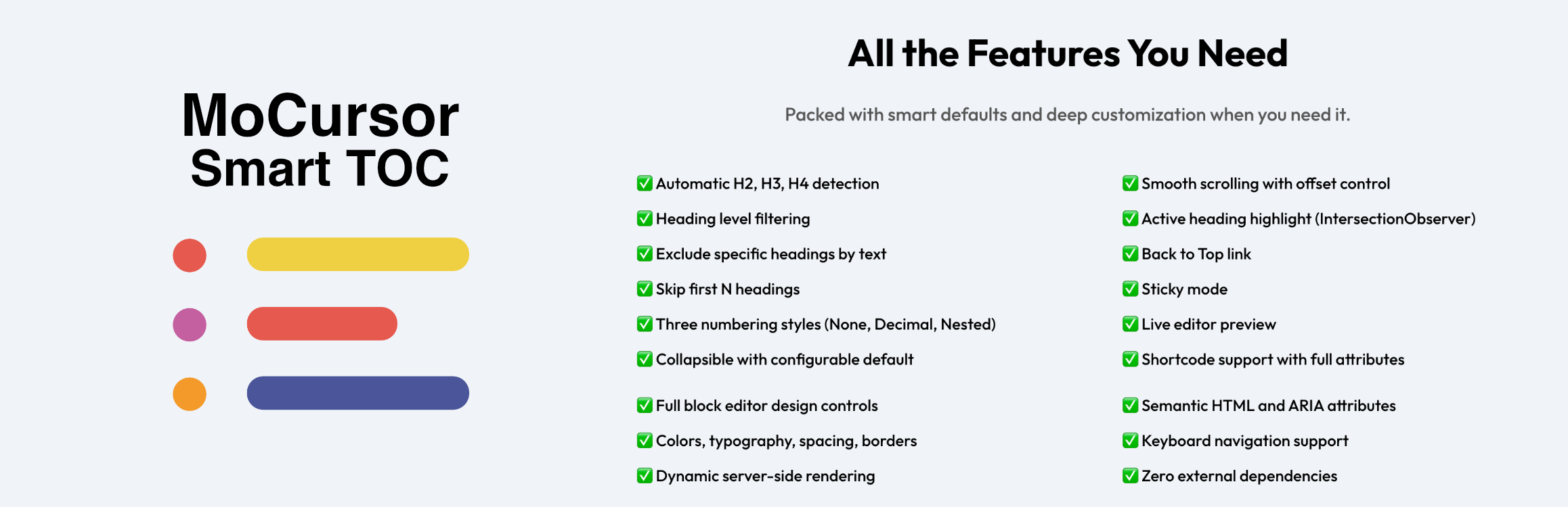 Mocursor Smart TOC Preview Wordpress Plugin - Rating, Reviews, Demo & Download