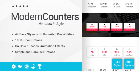 Modern Counters Addon For WPBakery Page Builder Preview Wordpress Plugin - Rating, Reviews, Demo & Download