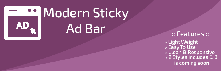 Modern Sticky Adbar Preview Wordpress Plugin - Rating, Reviews, Demo & Download