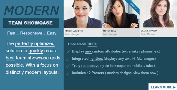 Modern Team Showcase WordPress Plugin Preview - Rating, Reviews, Demo & Download