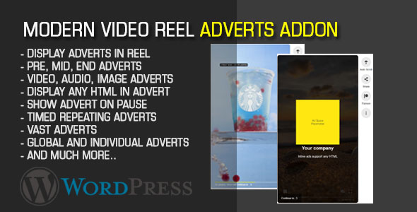 Modern Video Reel Adverts AddOn Plugin for Wordpress Preview - Rating, Reviews, Demo & Download