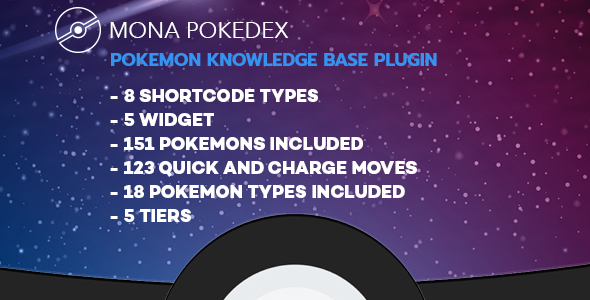 Mona Pokedex – Pokemon Go Knowledge Base Wordpress Plugin Preview - Rating, Reviews, Demo & Download