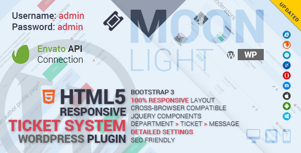 MoonLight Ticket System – Wordpress Plugin Preview - Rating, Reviews, Demo & Download
