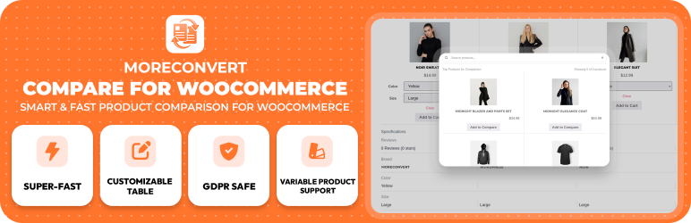 MoreConvert Compare For WooCommerce Preview Wordpress Plugin - Rating, Reviews, Demo & Download