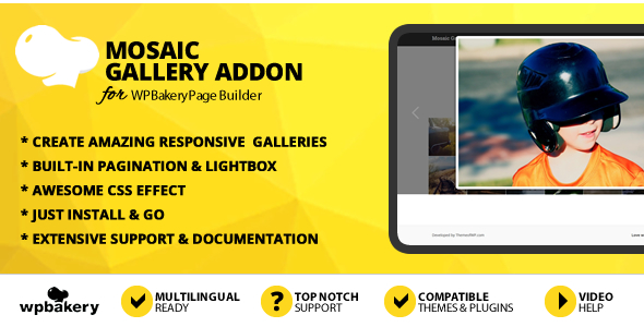 Mosaic Gallery Addon For WPBakery Page Builder Preview Wordpress Plugin - Rating, Reviews, Demo & Download