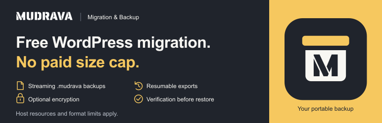 MUDRAVA Migration & Backup Preview Wordpress Plugin - Rating, Reviews, Demo & Download