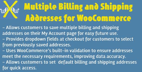 Multiple Billing And Shipping Addresses For WooCommerce Checkout Preview Wordpress Plugin - Rating, Reviews, Demo & Download