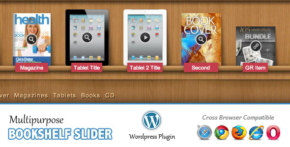 Multipurpose Bookshelf Slider – Wordpress Plugin Preview - Rating, Reviews, Demo & Download