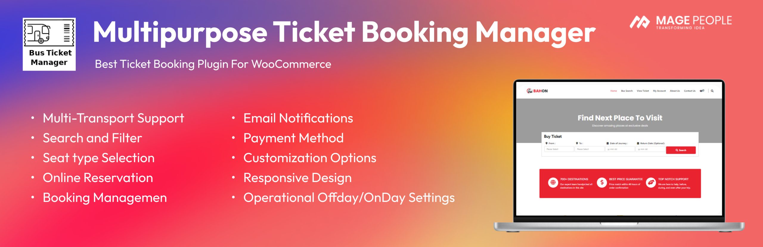 Multipurpose Ticket Booking Manager (Bus/Train/Ferry/Boat/Shuttle) | WordPress Plugin Preview - Rating, Reviews, Demo & Download