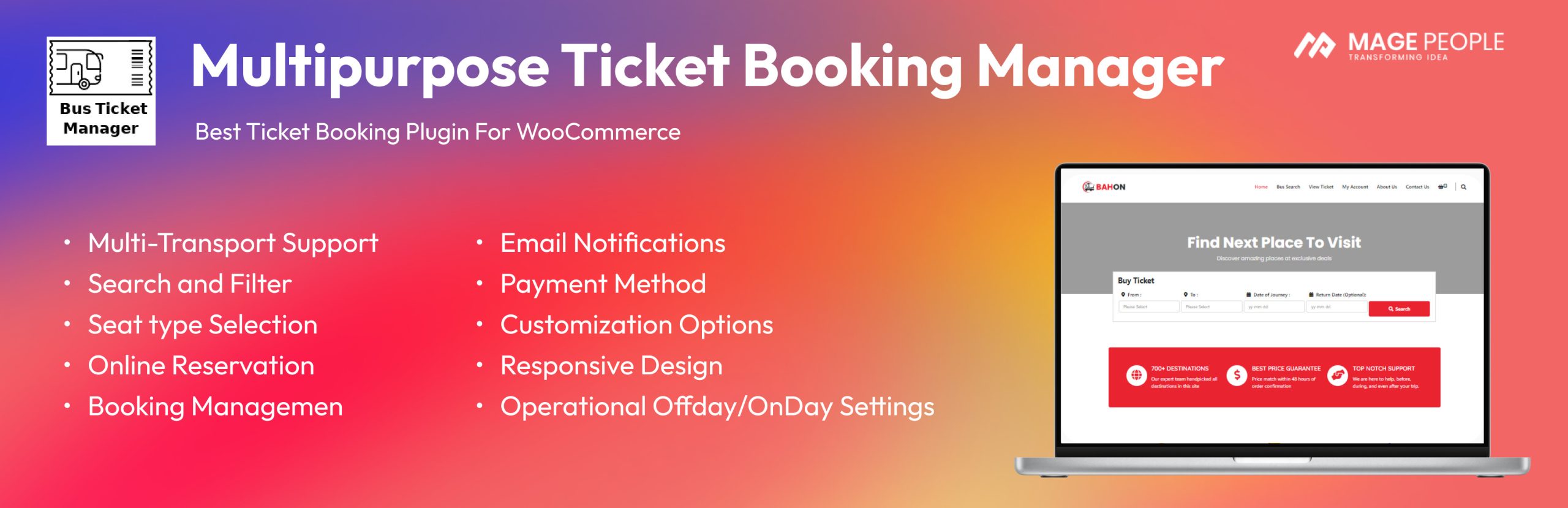 Multipurpose Ticket Booking Manager (Bus/Train/Ferry/Boat/Shuttle) | WpTicketly Preview Wordpress Plugin - Rating, Reviews, Demo & Download