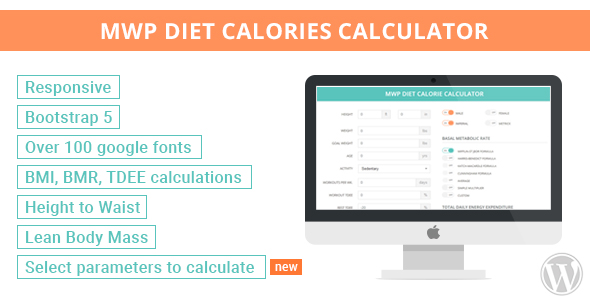 MWP Wordpress Diet Calorie Calculator Preview - Rating, Reviews, Demo & Download