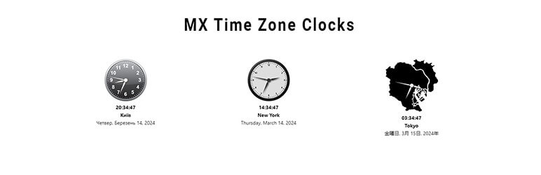 MX Time Zone Clocks Preview Wordpress Plugin - Rating, Reviews, Demo & Download