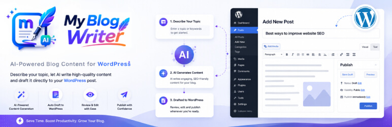 My Blog Writer – AI Blog Writer And Content Generator Preview Wordpress Plugin - Rating, Reviews, Demo & Download