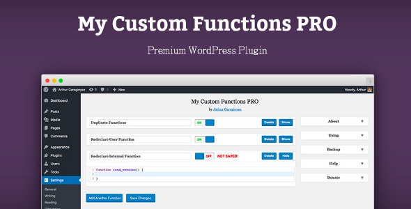 My Custom Functions PRO Preview Wordpress Plugin - Rating, Reviews, Demo & Download
