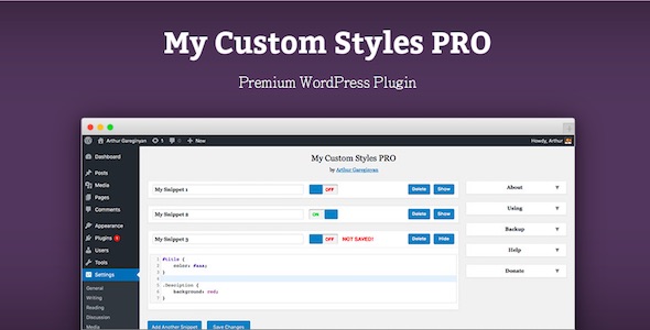 My Custom Styles PRO Preview Wordpress Plugin - Rating, Reviews, Demo & Download