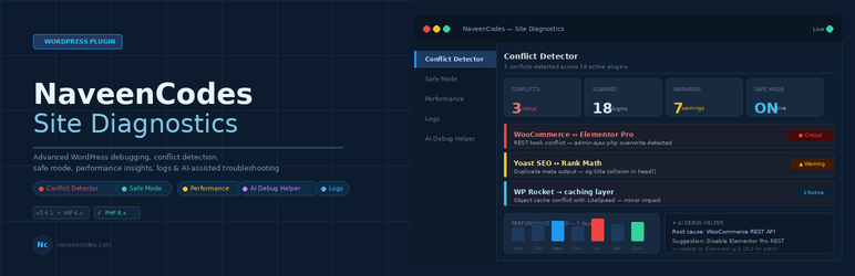 NaveenCodes Site Diagnostics Preview Wordpress Plugin - Rating, Reviews, Demo & Download