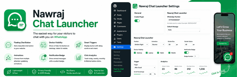 Nawraj Chat Launcher Preview Wordpress Plugin - Rating, Reviews, Demo & Download