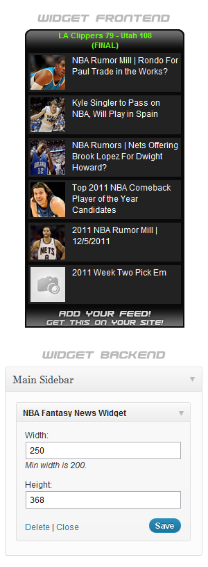 NBA Fantasy News Widget Preview Wordpress Plugin - Rating, Reviews, Demo & Download