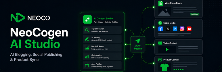 NeoCogen AI Studio – AI Writer And Social Auto Poster Preview Wordpress Plugin - Rating, Reviews, Demo & Download
