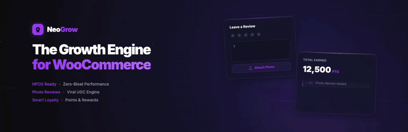 NeoGrow: Loyalty Points, Photo Reviews & UGC For WooCommerce Preview Wordpress Plugin - Rating, Reviews, Demo & Download