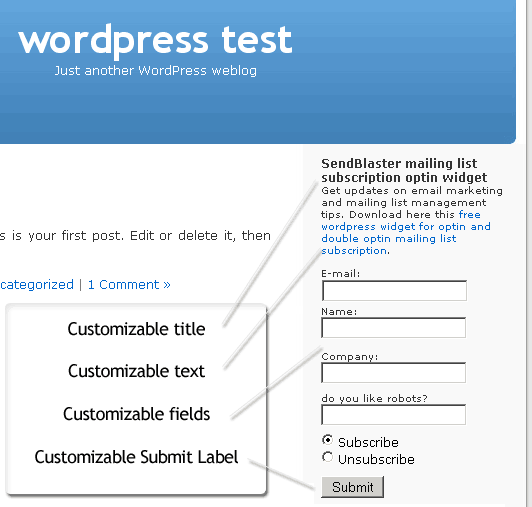 Newsletter Subscription Optin Module Preview Wordpress Plugin - Rating, Reviews, Demo & Download