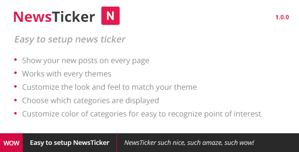 NewsTicker – Easy To Setup News Ticker Preview Wordpress Plugin - Rating, Reviews, Demo & Download