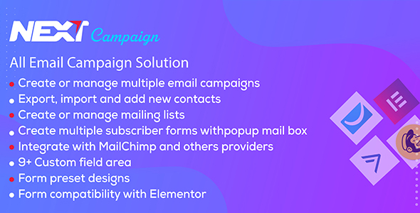 Next Campaign – Manage Contacts / Email Marketing / Subscribe For WordPress Plugin Preview - Rating, Reviews, Demo & Download