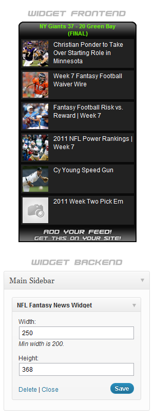 NFL Fantasy News Widget Preview Wordpress Plugin - Rating, Reviews, Demo & Download