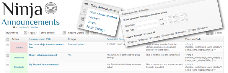 Ninja Announcements Lite Preview Wordpress Plugin - Rating, Reviews, Demo & Download
