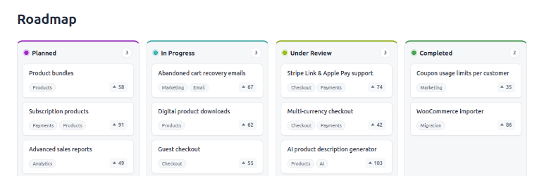 NiroRoadmap – Public Product Roadmap & Kanban Board Preview Wordpress Plugin - Rating, Reviews, Demo & Download