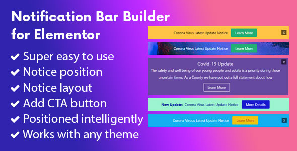 Notification Bar Builder For Elementor Preview Wordpress Plugin - Rating, Reviews, Demo & Download
