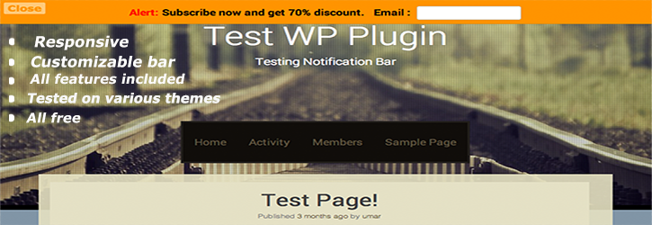 Notification Bar Preview Wordpress Plugin - Rating, Reviews, Demo & Download