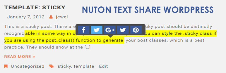 Nuton Text Share WordPress Preview - Rating, Reviews, Demo & Download
