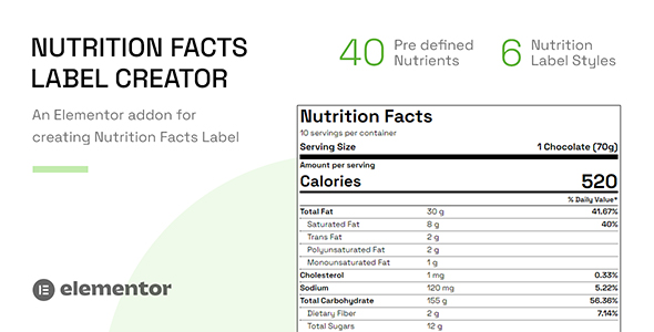 Nutrition Facts Label Creator (Elementor Addon) Preview Wordpress Plugin - Rating, Reviews, Demo & Download