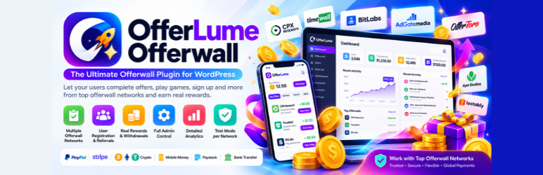 Offerlume Offerwall Rewards Preview Wordpress Plugin - Rating, Reviews, Demo & Download