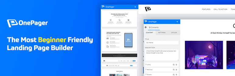 Onepage Builder – Easiest Landing Page Builder Plugin for Wordpress Preview - Rating, Reviews, Demo & Download