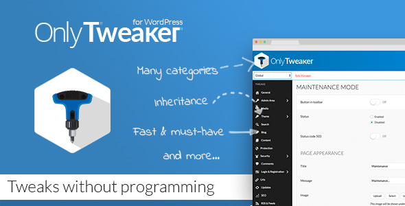 Only Tweaker Plugin for Wordpress Preview - Rating, Reviews, Demo & Download