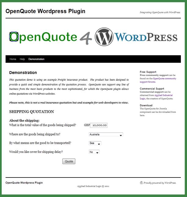 OpenQuote Preview Wordpress Plugin - Rating, Reviews, Demo & Download