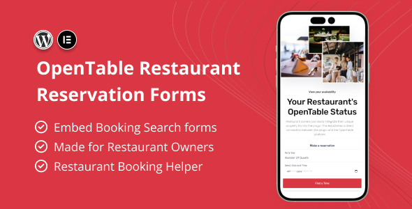 OpenTable Restaurant Reservation Forms For Elementor Preview Wordpress Plugin - Rating, Reviews, Demo & Download