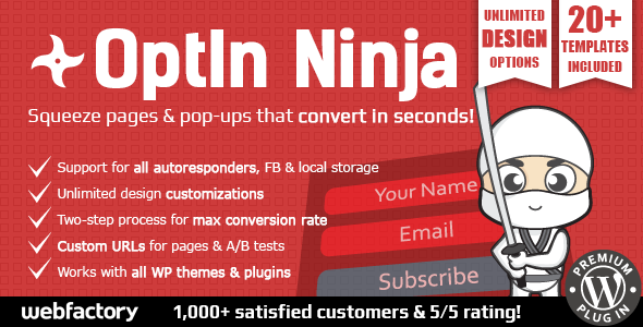 OptIn Ninja – Ultimate Squeeze Page Generator Preview Wordpress Plugin - Rating, Reviews, Demo & Download