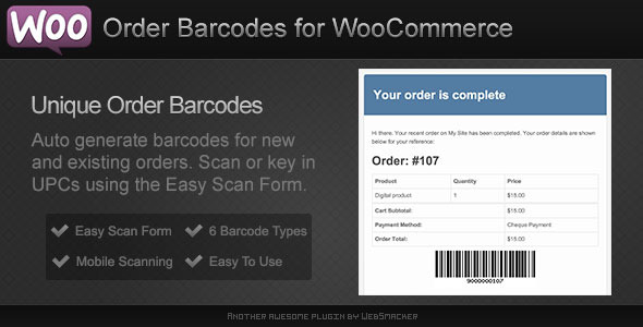 Order Barcodes For WooCommerce Preview Wordpress Plugin - Rating, Reviews, Demo & Download