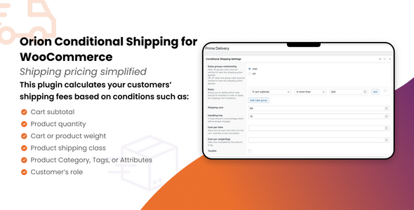 Orion Conditional Shipping For WooCommerce Preview Wordpress Plugin - Rating, Reviews, Demo & Download