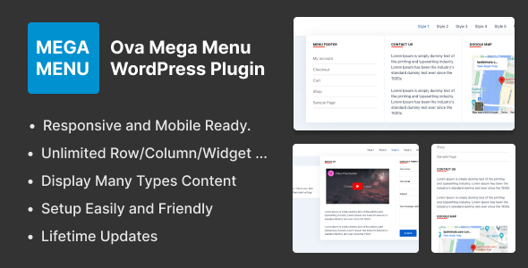 Ova Mega Menu WordPress Plugin Preview - Rating, Reviews, Demo & Download