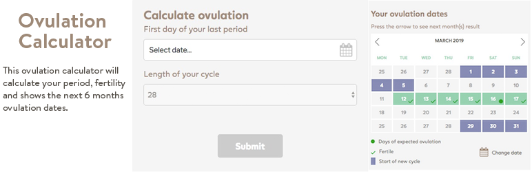 Ovulation Calculator Preview Wordpress Plugin - Rating, Reviews, Demo & Download